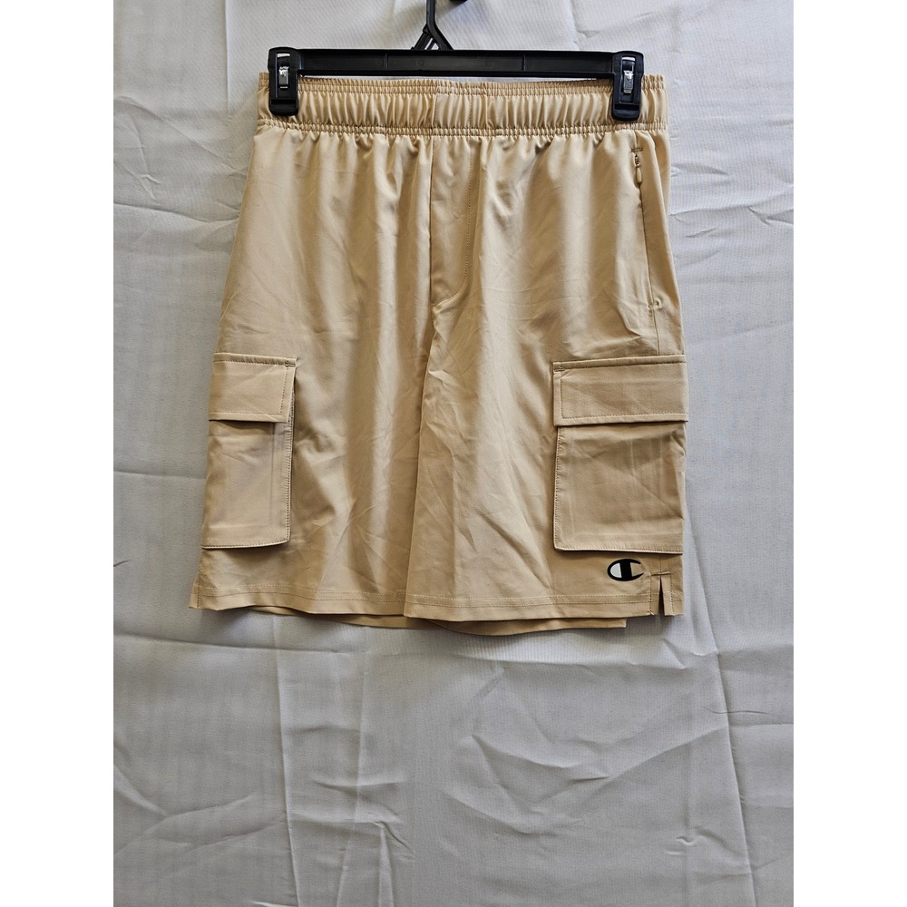 Champion Mens Cargo Shorts Tan Khaki Elastic Waist Stretch‎ Pockets Small NEW